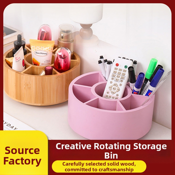 Medinis pasukamas stalo organizatorius su keliais skyrių, apskritos formos dizainas