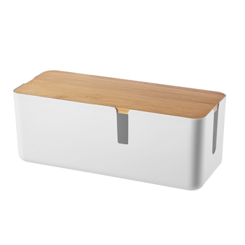 Κουτί αποθήκευσης καλωδίων με καπάκι, μοντέλο BL1014, ABS + μπαμπού, χωρητικότητα 2 L