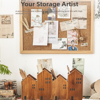 Ξύλινη θήκη στυλό – ρετρό διακοσμητικό γραφείου για πινέλα ζωγραφικής, χρωματιστά μολύβια και βούρτσες μακιγιάζ; Προσαρμογή με λογότυπο