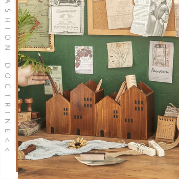 Ξύλινη θήκη στυλό – ρετρό διακοσμητικό γραφείου για πινέλα ζωγραφικής, χρωματιστά μολύβια και βούρτσες μακιγιάζ; Προσαρμογή με λογότυπο