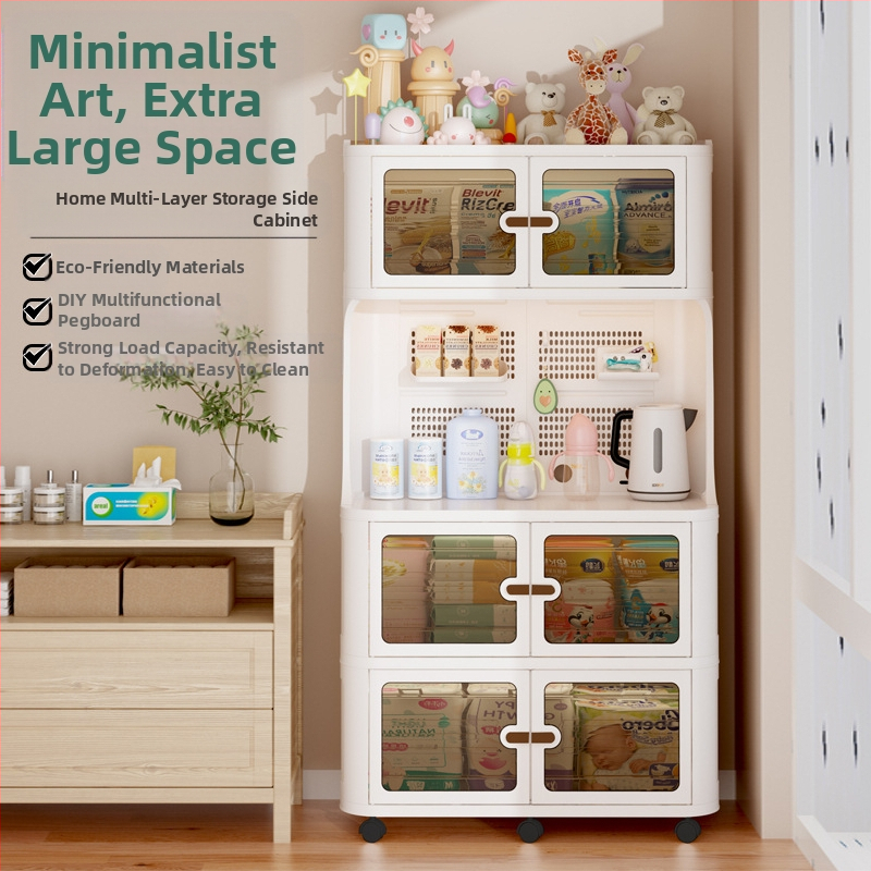 Стенен шкаф за майки и бебета за съхранение с масичка за кърмене, модел 9614, материал полипропилен (PP), стил лайт лукс