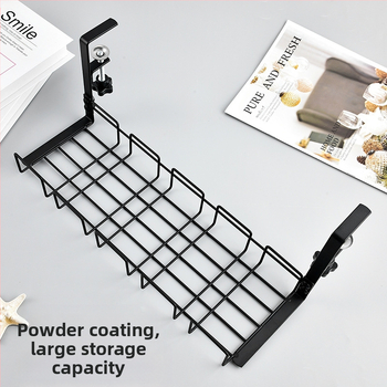 Ανοξείδωτος οργανωτής κάτω από το γραφείο με θήκη για καλώδια – χωρίς τρύπες, φορητός, ανθεκτικός στην υγρασία, 1 επίπεδο