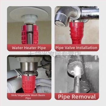 Тръбен ключ за мивка, S2 инструментална стомана, пластмасово покритие, за ремонт на водопроводни тръби и ъглови кранове