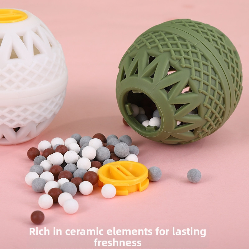 Veļas bumba ar aktivēto ogliem deodorizēšanai, japāņu stila dizains; Zīmols: Nianfang; Materiāls: plastika + aktivētā ogle; Iepakojums: 180 gab.; Veids: veļas bumba