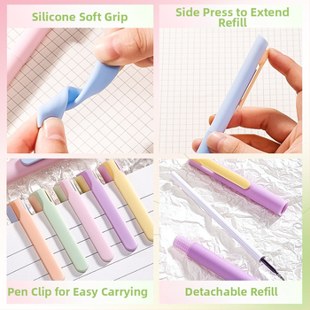 Σετ πέντε γέλ στυλό Macaron σειρά, vintage στυλ, πλαστικό σώμα, μη διαγράψιμες, υλικό άκρου: άλλες ύλες