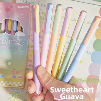 Σετ πέντε γέλ στυλό Macaron σειρά, vintage στυλ, πλαστικό σώμα, μη διαγράψιμες, υλικό άκρου: άλλες ύλες