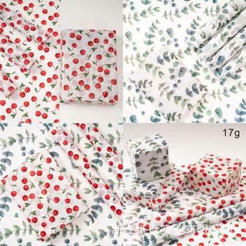 Опаковъчна хартия с персонализирано лого, Paper Iris, дизайн с листа на череша, персонализирана ролка и опаковка