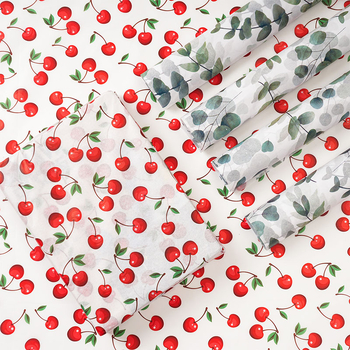 Опаковъчна хартия с персонализирано лого, Paper Iris, дизайн с листа на череша, персонализирана ролка и опаковка