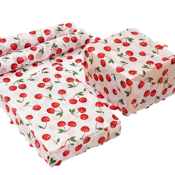 Опаковъчна хартия с персонализирано лого, Paper Iris, дизайн с листа на череша, персонализирана ролка и опаковка