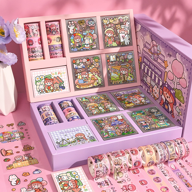 Ziyi öntapadós szalagok készlete – ragasztó, aranyos stílus, nyomtatás