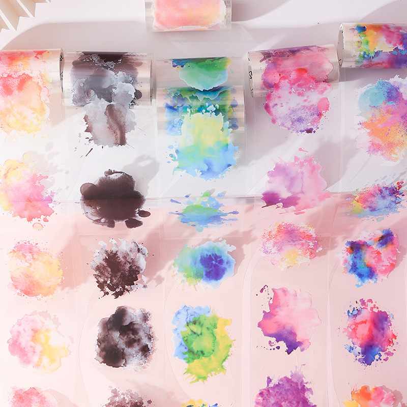 Yue zhen Σετ διακοσμητικών ταινιών σε κουτί με ανάμειξη ακουαρέλας για ημερολόγιο, PET βάση, πάχος 0,01 mm