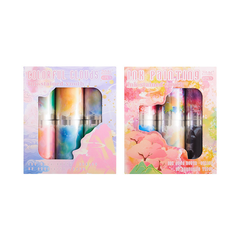 Yue zhen Σετ διακοσμητικών ταινιών σε κουτί με ανάμειξη ακουαρέλας για ημερολόγιο, PET βάση, πάχος 0,01 mm