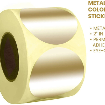 Etichete adezive din PVC, rotunde, decupate, grosime 0.1 mm, rezistente la -10 la 50 °C, pentru închidere decorativă