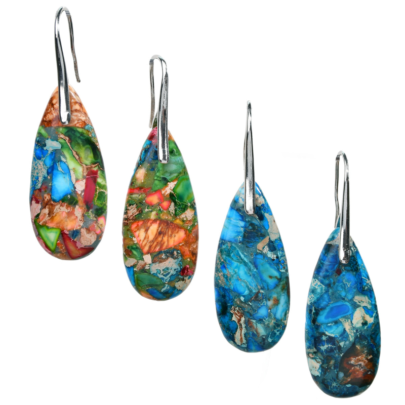 Σκουλαρίκια σταγόνας, μεικτά υλικά, χειροποίητα, vintage μποέμ στυλ με αυτοκρατορικό λίθο, φθινόπωρινή συλλογή 2024