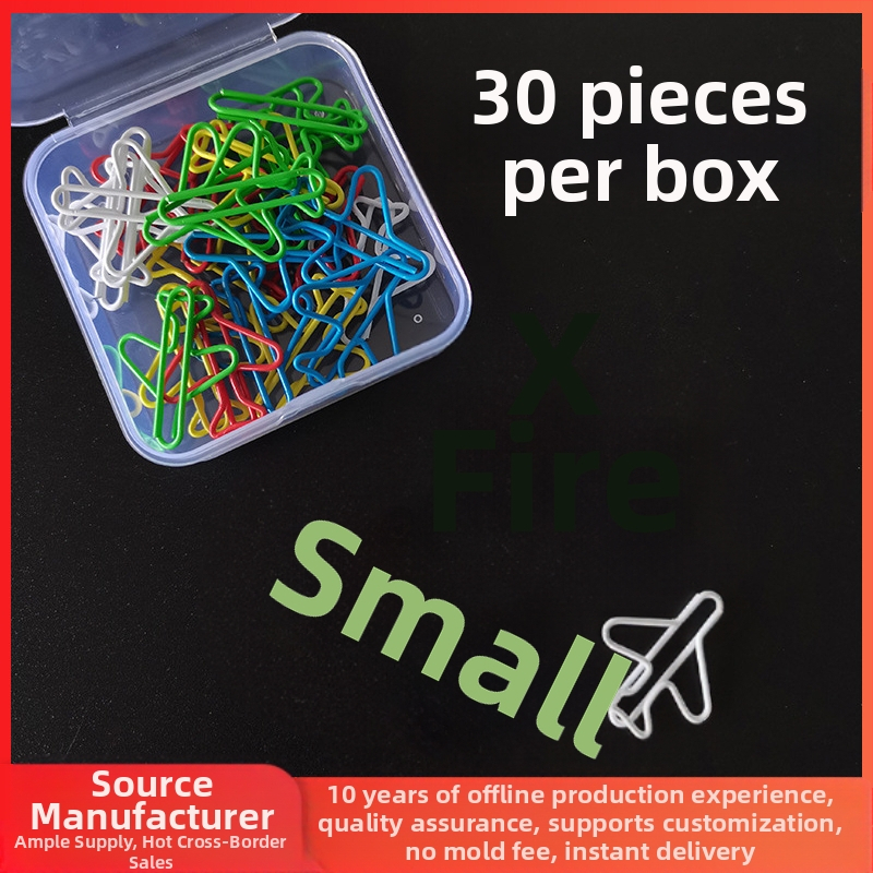 Boeing lėktuvo formos popieriaus segtukai, dėžutėje 30 vnt, metalas ir plastikas, modelis ZJ33