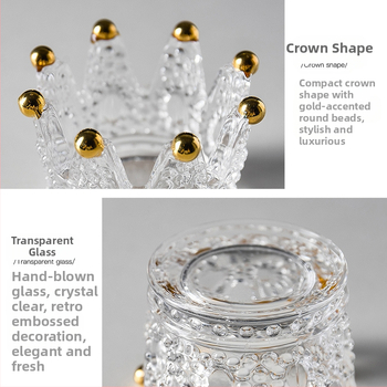 Τασάκι από κρύσταλλο γυαλί και δοχείο για κεριά, σε σκανδιναβικό στυλ με κορώνα, Hongxiao, προέλευση Qixian County