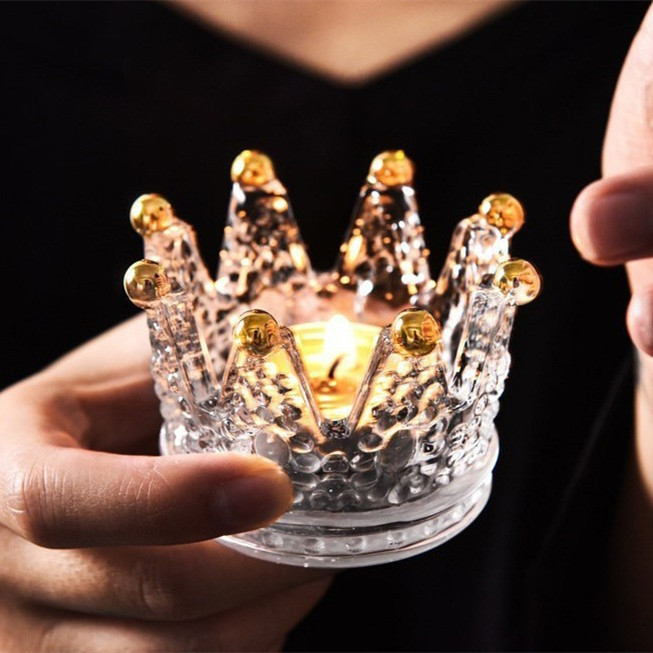 Popolnjak od kristalnog stakla i držač za svijeće, nordijski stil Crown dizajn, Hongxiao, podrijetlo Qixian County