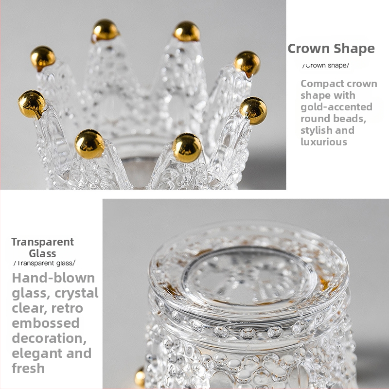 Popolník z krištáľového skla a stojan na sviečky, dizajn Nordic Ins Crown, Hongxiao, pôvod Qixian County