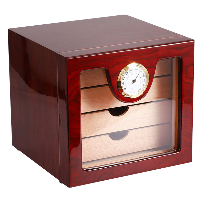 HANNICOOK Humidor za cigare i ormarić od cedre, crni visoki sjaj završne obrade u stilu klavira, moderni minimalistički dizajn