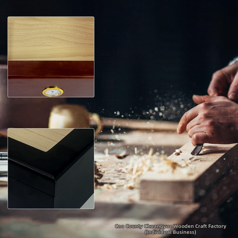 Cigarešu kastīte ar mitrinātāju, caurspīdīgs koks, atverams vāciņš, minimālistisks stils