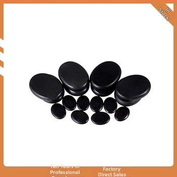 Spa bazalto karštųjų akmenų rinkinys, 16 vnt, ovalūs masažo akmenys, šlifavimas ir poliravimas, natūralus akmuo