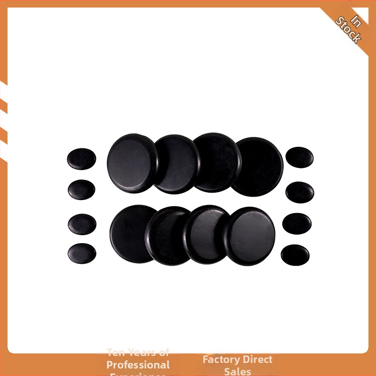 Комплект СПА базалтови горещи камъни за масаж, 16 броя, овални масажни камъни, шлайфани и полирани, естествен камък