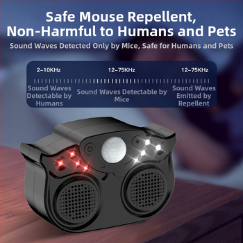 Υψηλής ισχύος υπερηχητικός απωθητής επιβλαβών οργανισμών με δύο ηχητικά κέρατα, ευφυής παλμικός φλας, 220V, 3W, περίβλημα ABS