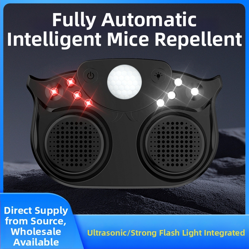 Високопроизводителен ултразвуков репелент за вредители с двойни звукови излъчватели, интелигентна импулсна светкавична функция, 220V, 3W, ABS корпус