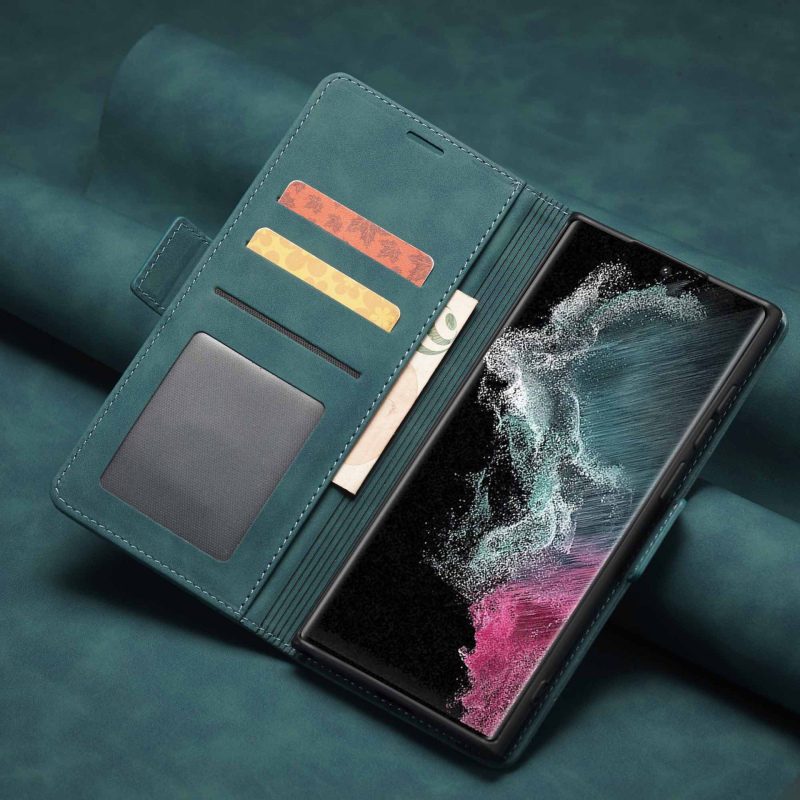 Forwenw Samsung telefón kryt — retro dizajn, magnetické uzatvorenie, klapkový kryt, PU+TPU materiál, ochrana proti pádu