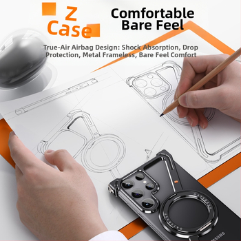 Kryt na Samsung S24 Ultra z kovu, ultra tenký bez rámu, s magnetickou oporou pre rozptyľovanie tepla a ochranu proti pádu