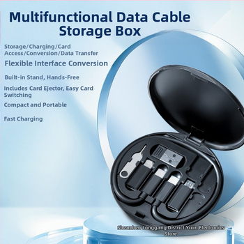 5-в-1 станция за бързо зареждане със 60W изход, USB-C/Lightning/Micro USB интерфейси, PVC корпус