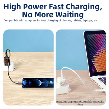 5-в-1 станция за бързо зареждане със 60W изход, USB-C/Lightning/Micro USB интерфейси, PVC корпус