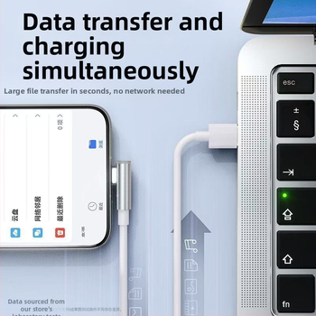 Type-C L-образен кабел за данни, с един конектор, 120W максимална мощност, PVC материал