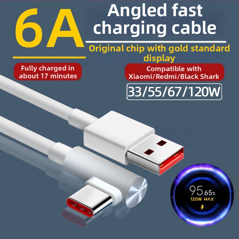 Cablu de date Type-C, în formă de L, cu un singur conector, 120W maxim, PVC