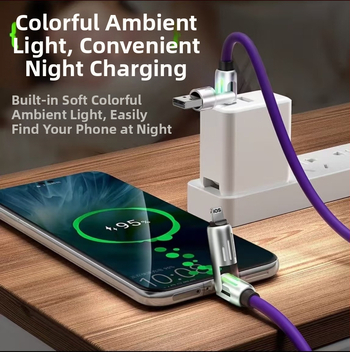 4-в-1 кабел за зареждане с светлинна колона; USB-C, Lightning и Micro USB; до четири конектора; максимум 240W; дължина 1–2 м; индикаторна светлина