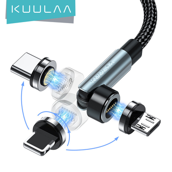 3-1 magnētiskais rotējošais uzlādes kabelis Apple un Huawei, Alumīnija sakausējums, audēts, Micro USB, 18W