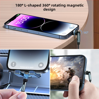 3-1 magnētiskais rotējošais uzlādes kabelis Apple un Huawei, Alumīnija sakausējums, audēts, Micro USB, 18W