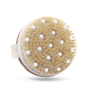 Βούρτσα μπάνιου και μασάζ με στρογγυλή κεφαλή, τρίχες από μπαμπού λωτού, καμπύλη λαβή, καθολική χρήση