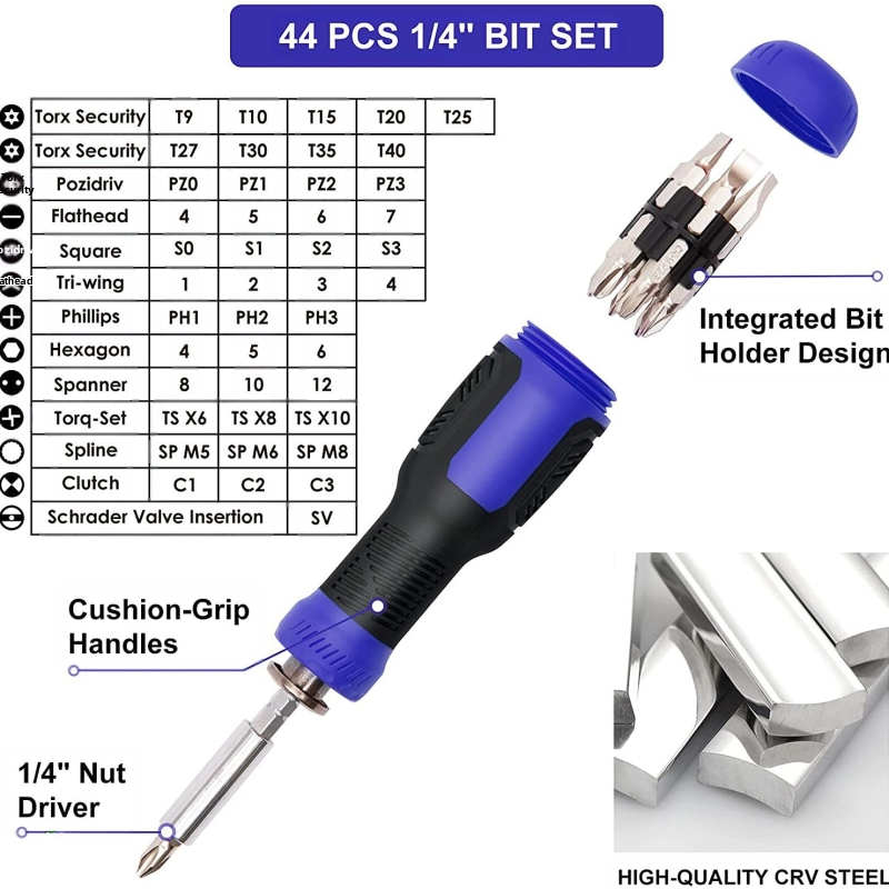 1901 модел Набор прецизни отвертки за разглобяване на мобилни телефони и лаптопи, магнитни, без изолация, Cr_V Chrome vanadium стомана, 190 части
