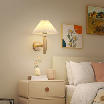 Λαμπτήρας τοίχου σε σκανδιναβικό στυλ με ύφασμάτινο καπέλι, LED φως, 220V