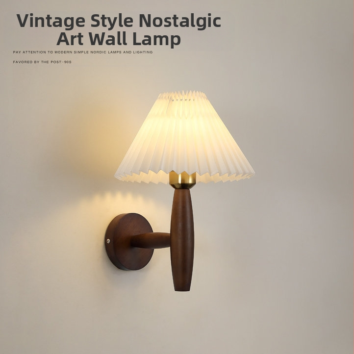 Λαμπτήρας τοίχου σε σκανδιναβικό στυλ με ύφασμάτινο καπέλι, LED φως, 220V