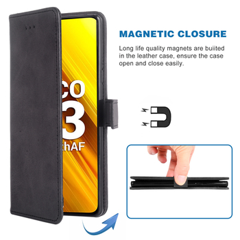 Flip maciņa veida vāciņš Xiaomi POCO X3, TPU + āda, roku darbs, iebūvēts statīvs, kartes nodalījumi