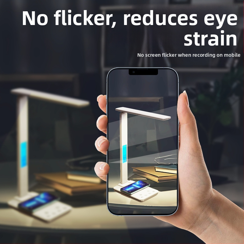 Сгъваема настолна лампа с USB захранване и безжично зареждане 15W, модерно минималистично осветление за учене, сензорно управление, интелигентно осветление