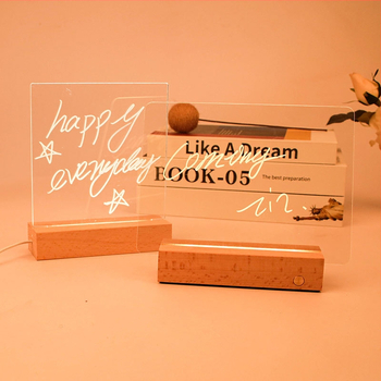 Ορθογώνιο ξύλινο διακοσμητικό με ακρυλική φωτιζόμενη βάση νυχτερινού φωτισμού - επαναφορτιζόμενο, μοντέρνος μινιμαλιστικός σχεδιασμός