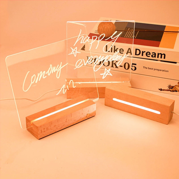 Ορθογώνιο ξύλινο διακοσμητικό με ακρυλική φωτιζόμενη βάση νυχτερινού φωτισμού - επαναφορτιζόμενο, μοντέρνος μινιμαλιστικός σχεδιασμός