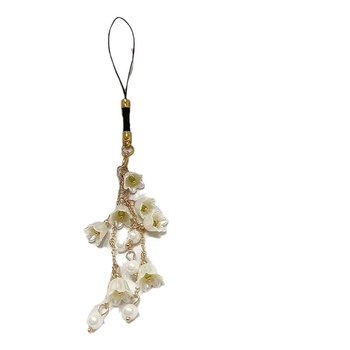 Κολιέ-αλυσίδα για κινητό με σχέδιο ορχιδέα, υλικό πλαστικό/ρητίνη, μοτίβο αστέρια και φεγγάρι, φυσικό, φρέσκο στυλ