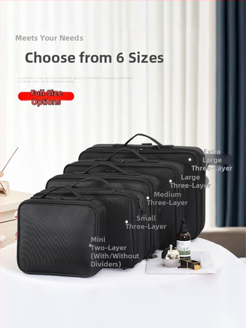 Qi Long Разделен козметичен калъф с голям капацитет - Oxford плат, подплата от найлон, унисекс