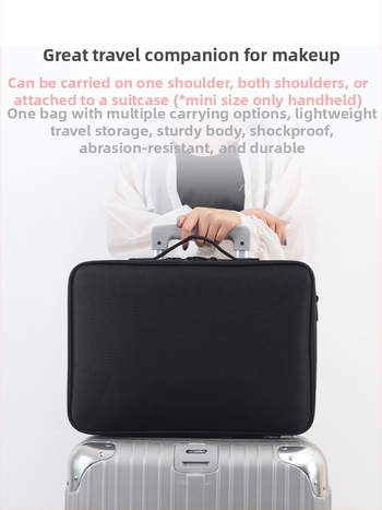 Qi Long Разделен козметичен калъф с голям капацитет - Oxford плат, подплата от найлон, унисекс