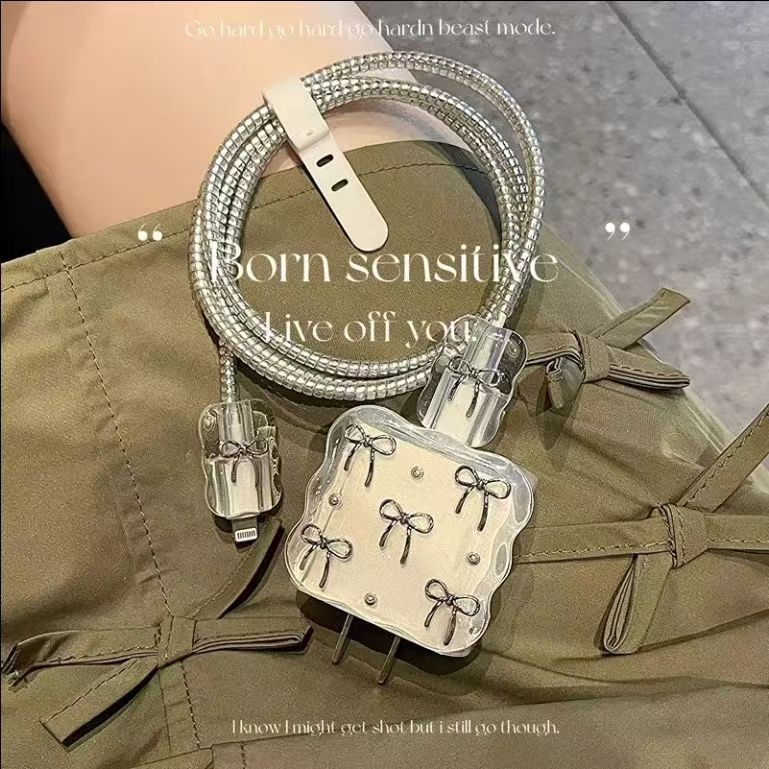 Защитен калъф за 20W Apple зарядно и кабел за данни, минималистичен TPU, открит дизайн