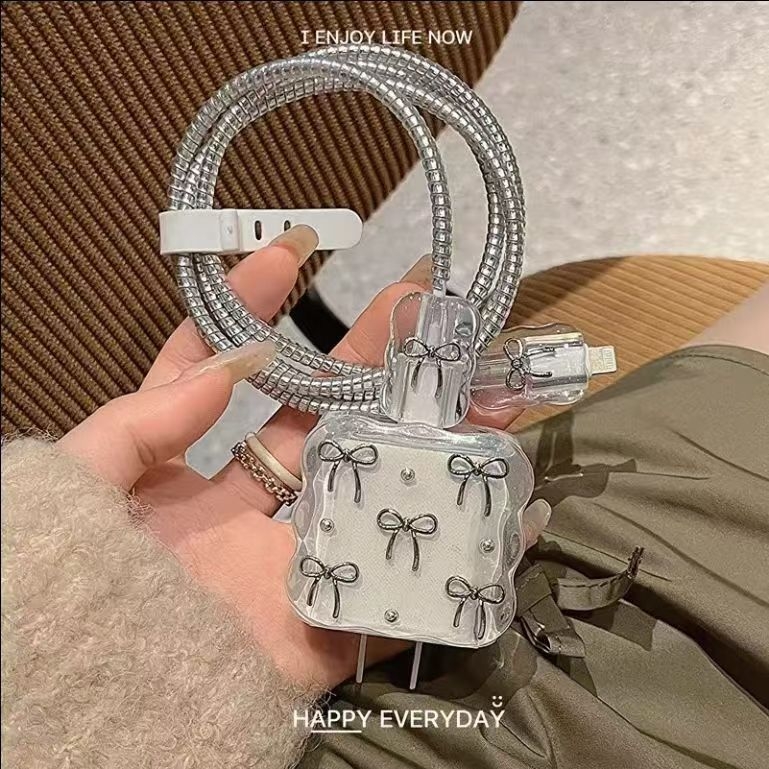 Защитен калъф за 20W Apple зарядно и кабел за данни, минималистичен TPU, открит дизайн